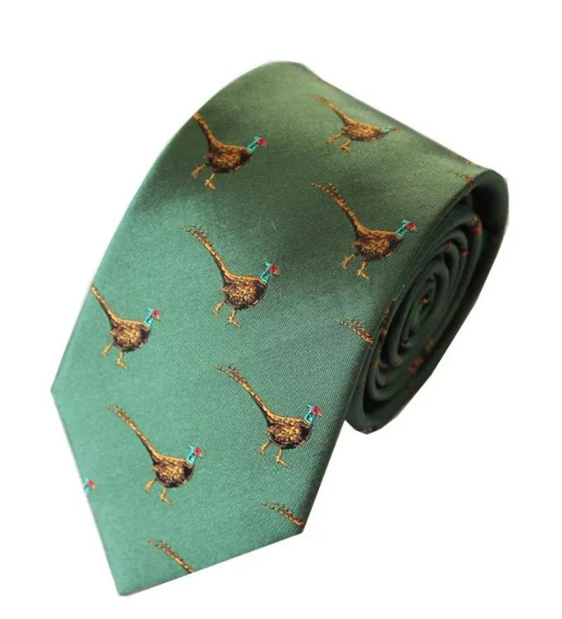 L.A. Smith Pheasant Silk Tie Green S9507/2